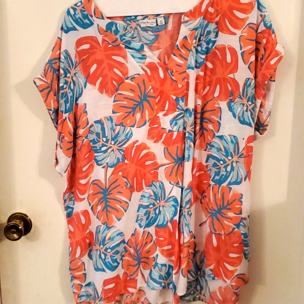 Kim Rogers tropical print blouse size 2x